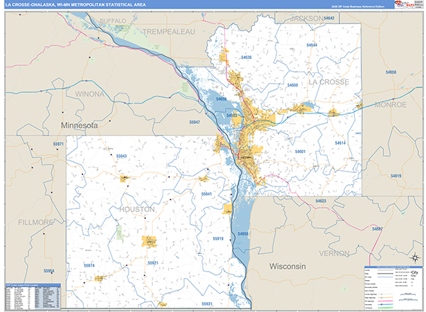 La Crosse-Onalaska Metro Area Wall Map